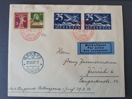 1932, Flugpostbeleg nach Zürich