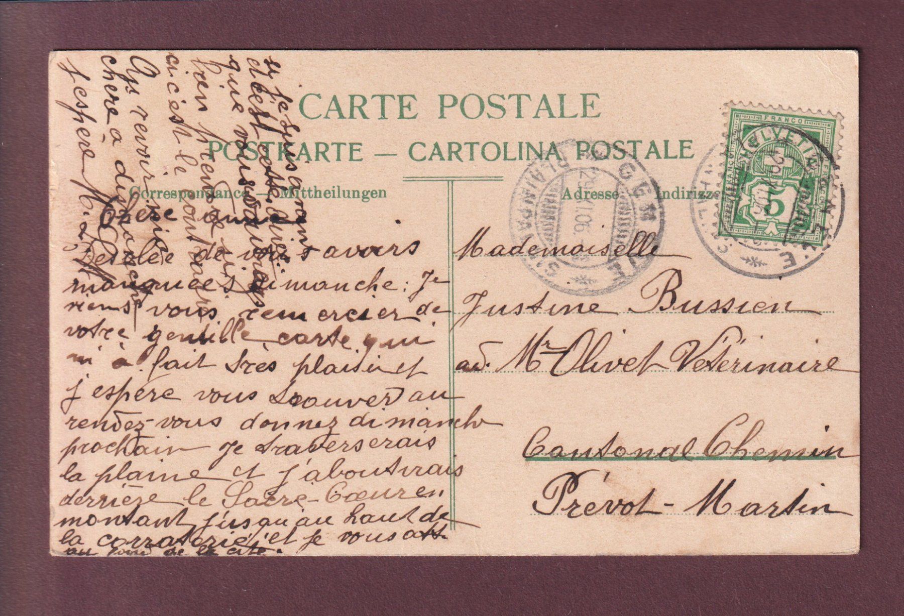 Cartoline postali: GENEVE - Un coup de bise - 1906 – Usato da Pully venduto da nicecards 1