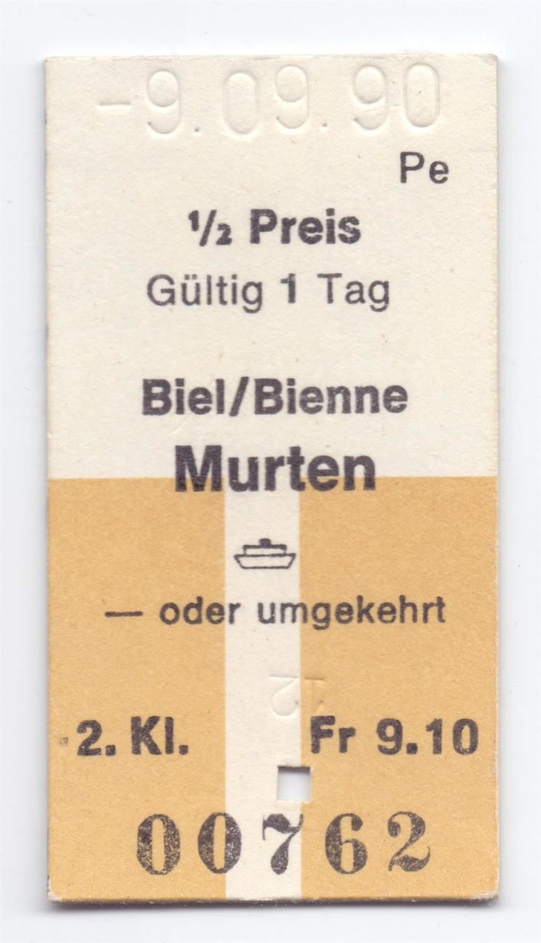 Biglietti: Schiff-Billette Biel/Bienne - Murten – Usato da Langenthal venduto da Sammlungs_aus