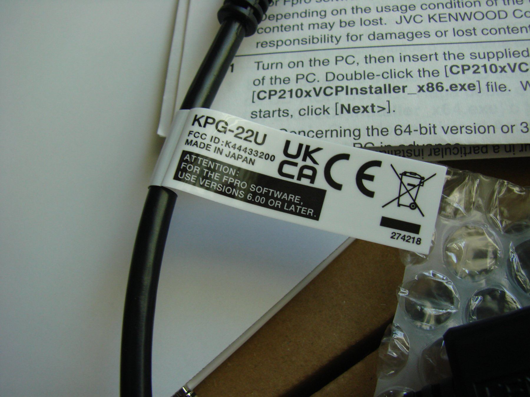 Kenwood Radiocomunicazione: Kenwood Programmierkabel KPG-22U – Nuovo e nell'imballaggio originale da Niederuzwil venduto da Rade 9