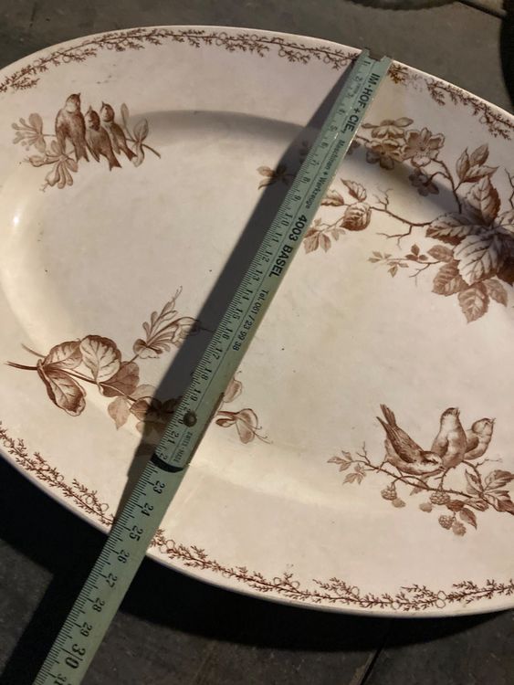 Ancien Dessous-de-plat En Bois Et Faïence – Motif Oiseau, Collection Terre De Fer