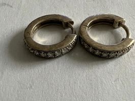 Schicke Creolen mit vielen Steinchen, 925 Silber, top Zus...