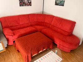 Sofa rot, mit Hocker