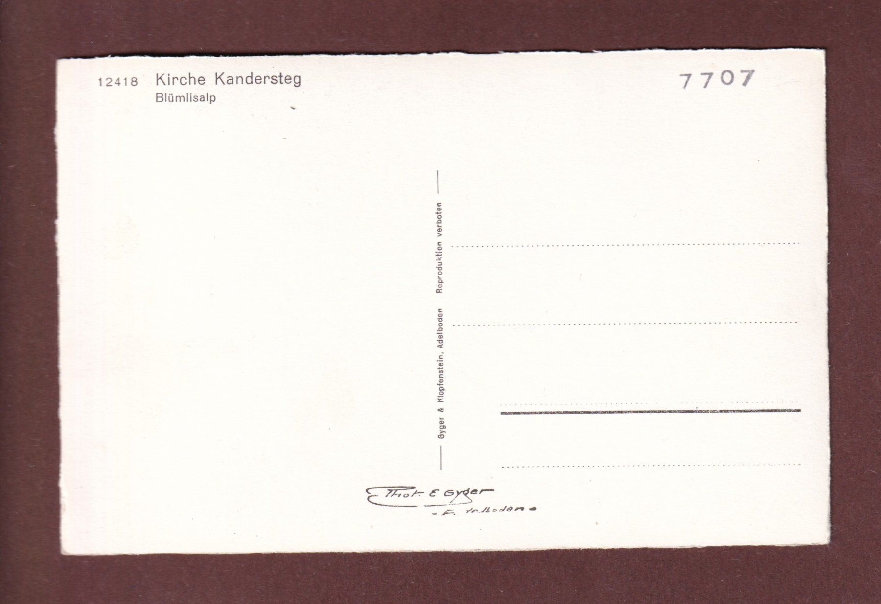 Cartoline postali: KANDERSTEG - Kirche - Blümlisalp – Usato da Pully venduto da nicecards-shop 1