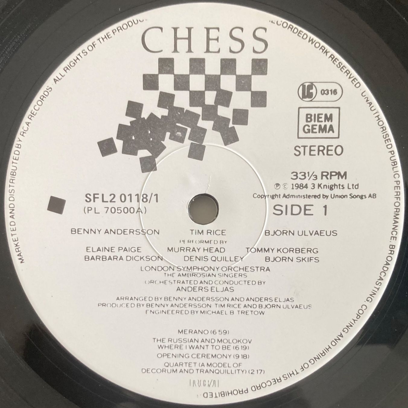 Dischi in vinile: BENNY ANDERSSON / TIM RICE / BJÖRN ULVAEUS - CHESS – Usato da Poliez-Pittet venduto da Newtown-Records 5