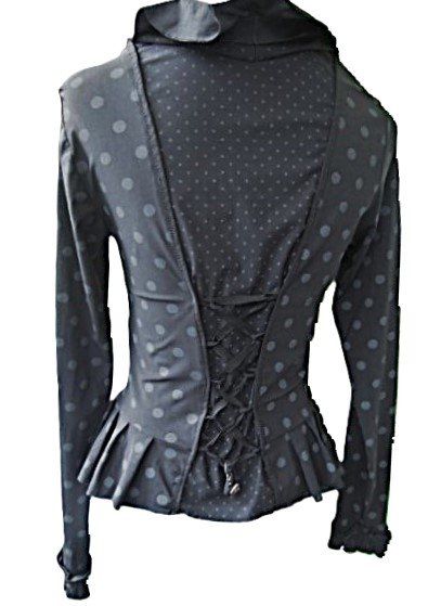 T-shirt: Gr. 34 36 Oberteil schwarz grau Punkte stretch – Usato da Basel venduto da FRAU.ZAUBER.MOND 2