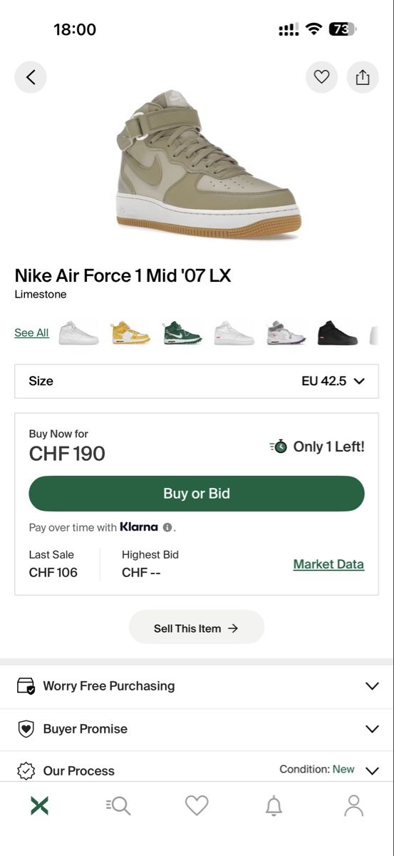 Nike Scarpe da uomo: Nike Air Force 1 Mid Limestone 42.5 – Usato da Ehrendingen venduto da Frank_X