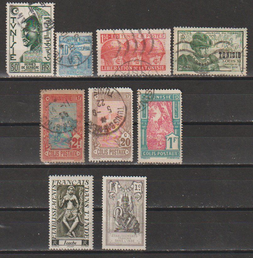 Alle Briefmarken: Tunisie et Indes, Collection, Diverses valeurs – Gebraucht aus Crans-Montana von kira56