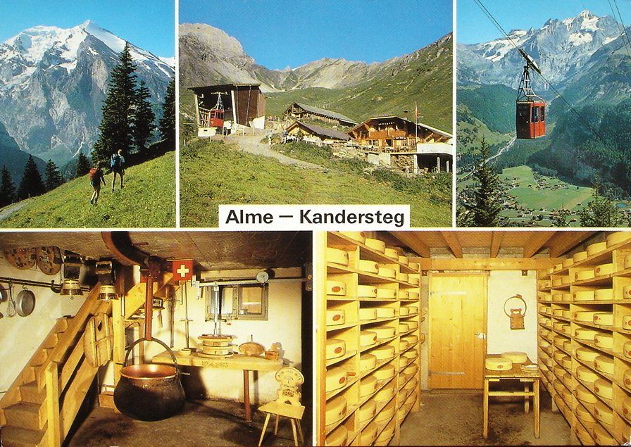 Cartoline postali: KANDERSTEG Almealp - Käse - Stempel Bahn BLS – Usato da Jona venduto da philajona