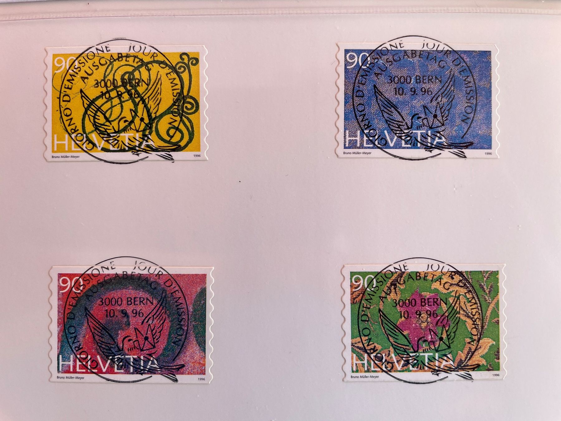 Tutti i francobolli: 10.09.96, 1er j. FLEURIER, oblit. centrales, rare ! – Usato da Sonceboz-Sombeval venduto da Comment2 2