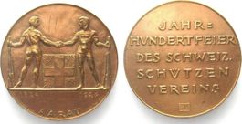 Schützenmedaillen AARAU 1924 Bronze v. HANS FREI 49mm