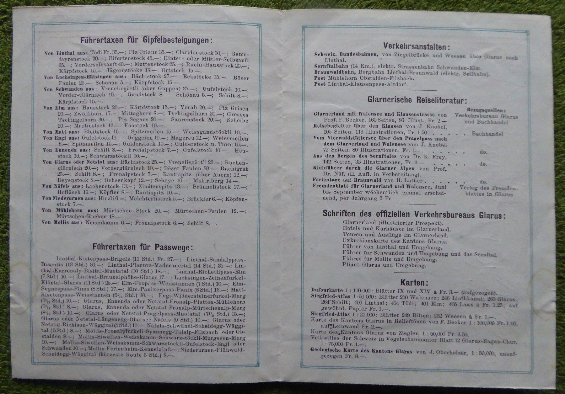 Cartine & Atlanti: Glarnerland. Exkursionskarte 1912 – Usato da Affoltern am Albis venduto da Cadorso 2
