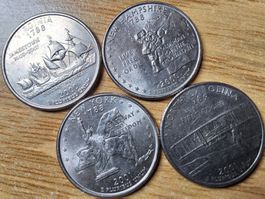 USA Quarter Dollar 2000/01 P - 4 Stück!