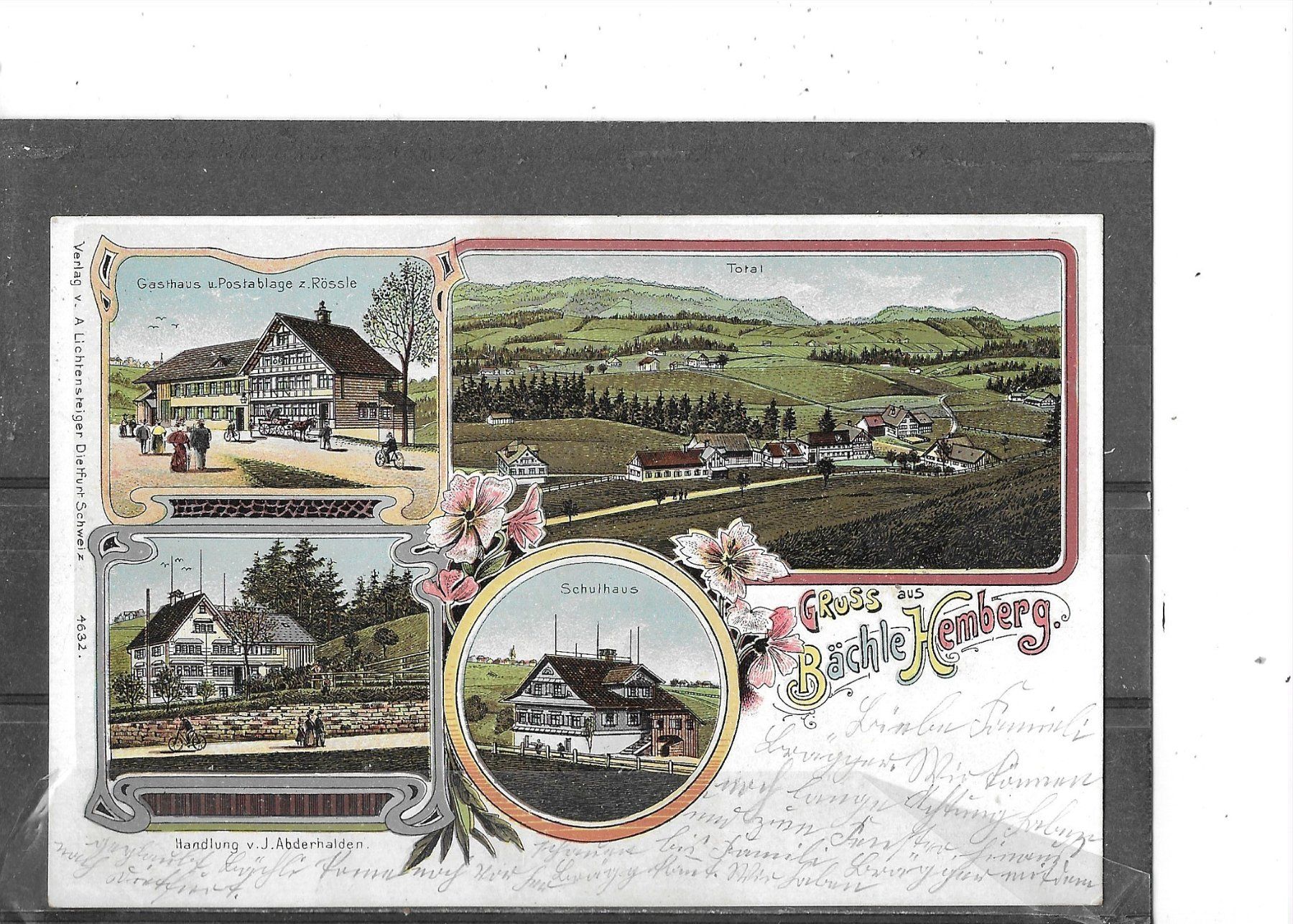 Ansichtskarten: SG Gruss aus Bächle Hemberg (Litho) – Gebraucht aus Schocherswil von Wilare