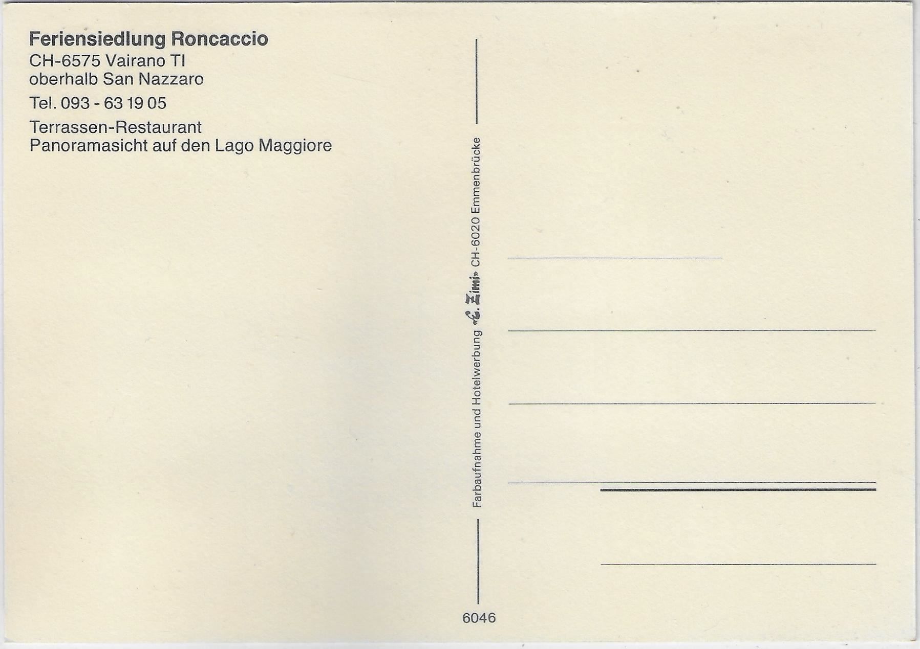 Cartoline postali: Feriensiedlung Roncaccio - Vairano TI – Usato da Ettingen venduto da Kartenplanet 1