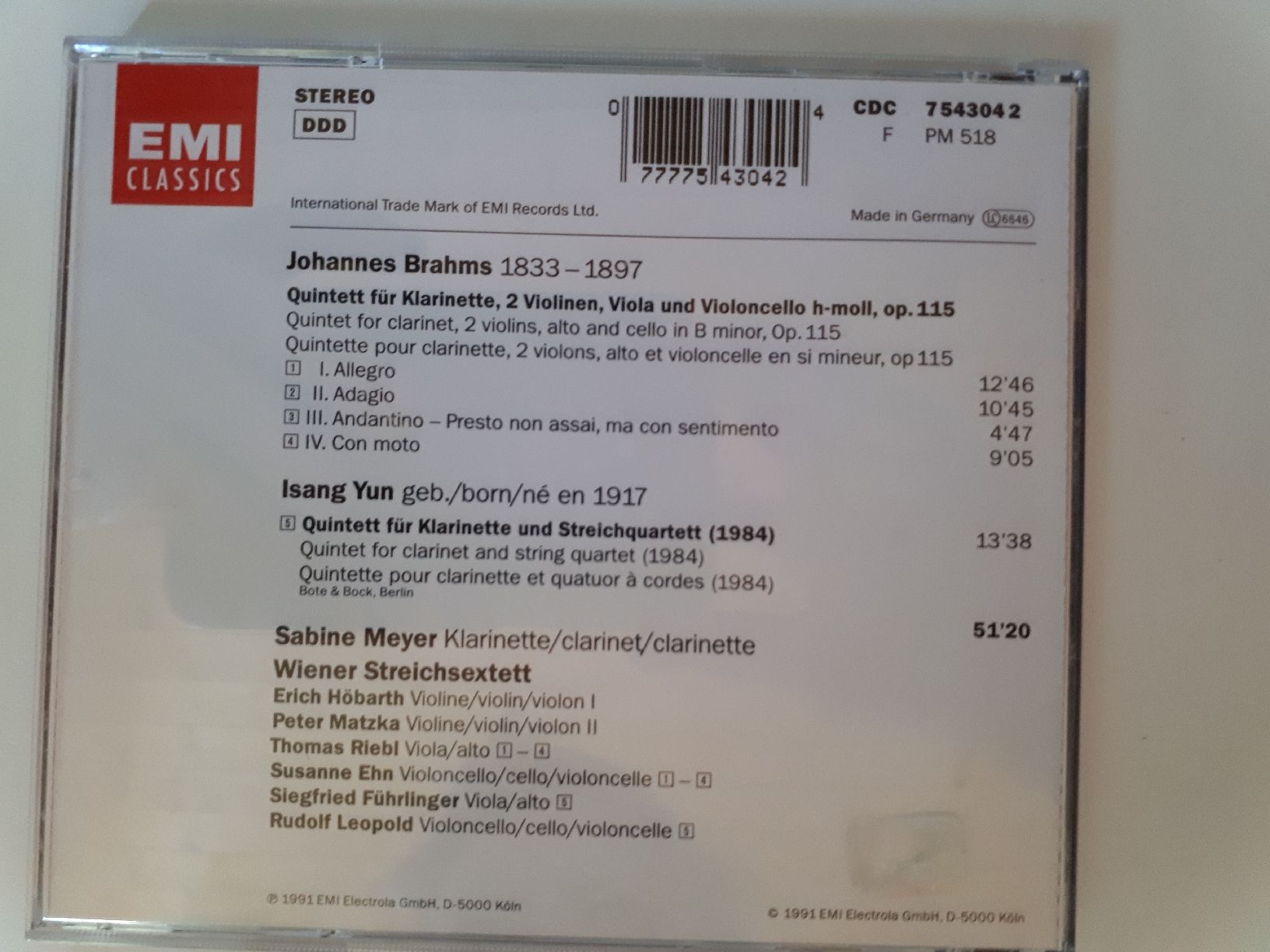 CD: Brahms & Isang Yun: Klavierquintette – Usato da Dietikon venduto da Buchantiqdietikon 1