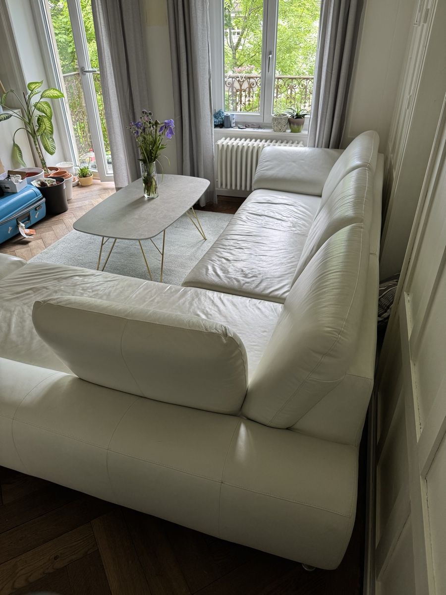 Divani: Exklusives Ecksofa aus echtem weißen Leder – Usato da St. Gallen venduto da tob_5j2g 6