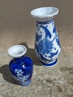 Vintage Vasen aus China Handarbeit mit Kobaltblau