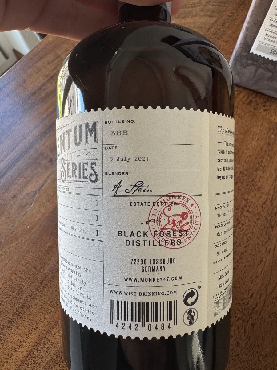 Spirituosen: Monkey 47 Experimentum Series Zurich – Neu und originalverpackt aus Herrliberg von Dille44 2
