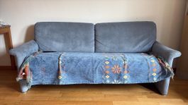 Two seater sofa blue fabric in good condition used