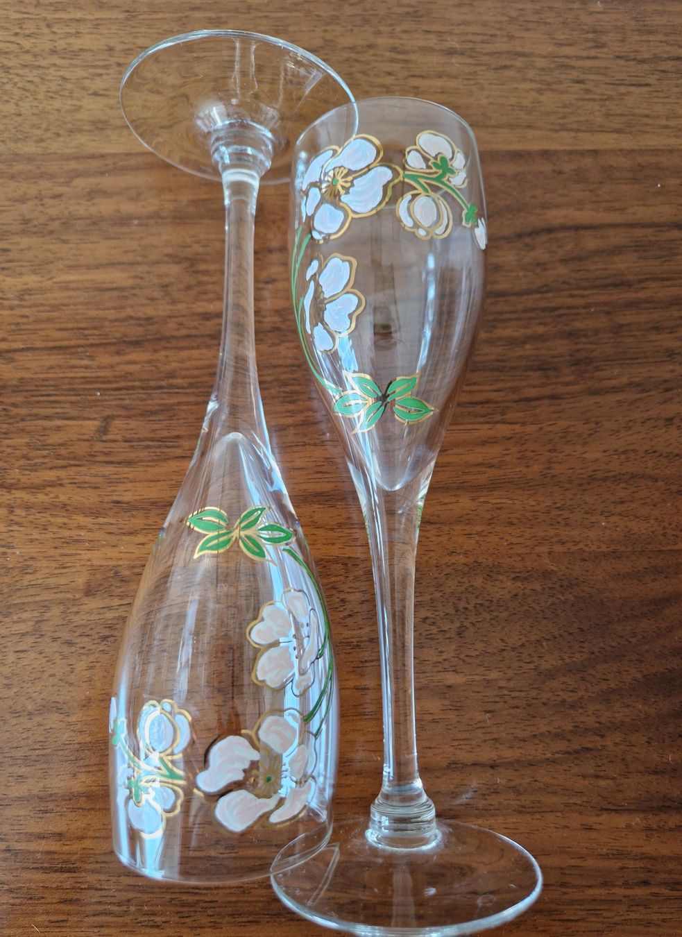 Bicchieri: 2 Champagner Flöten Perrier.-Jouet,  Handbemalt – Usato da Bern venduto da Antikbatik 2