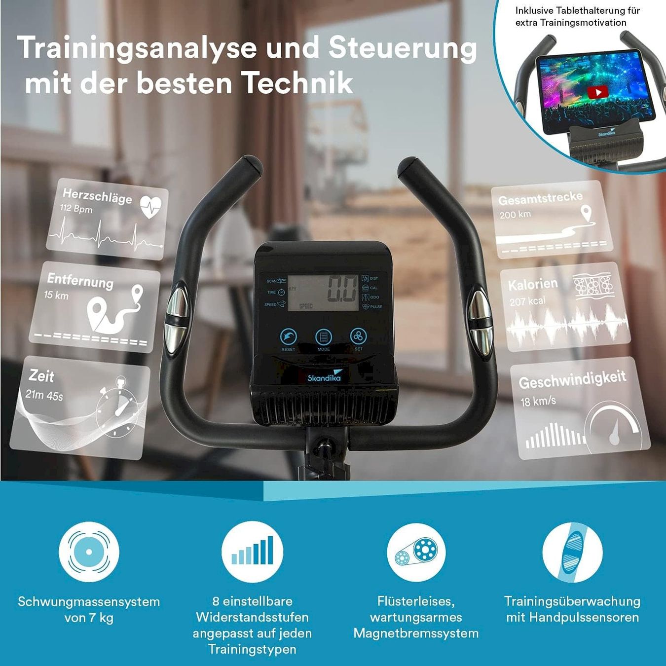 Vélos d'appartement: Skandika Ergometer Bragi schwarz – Neuf avec emballage d'origine à Bottighofen par zaap 2