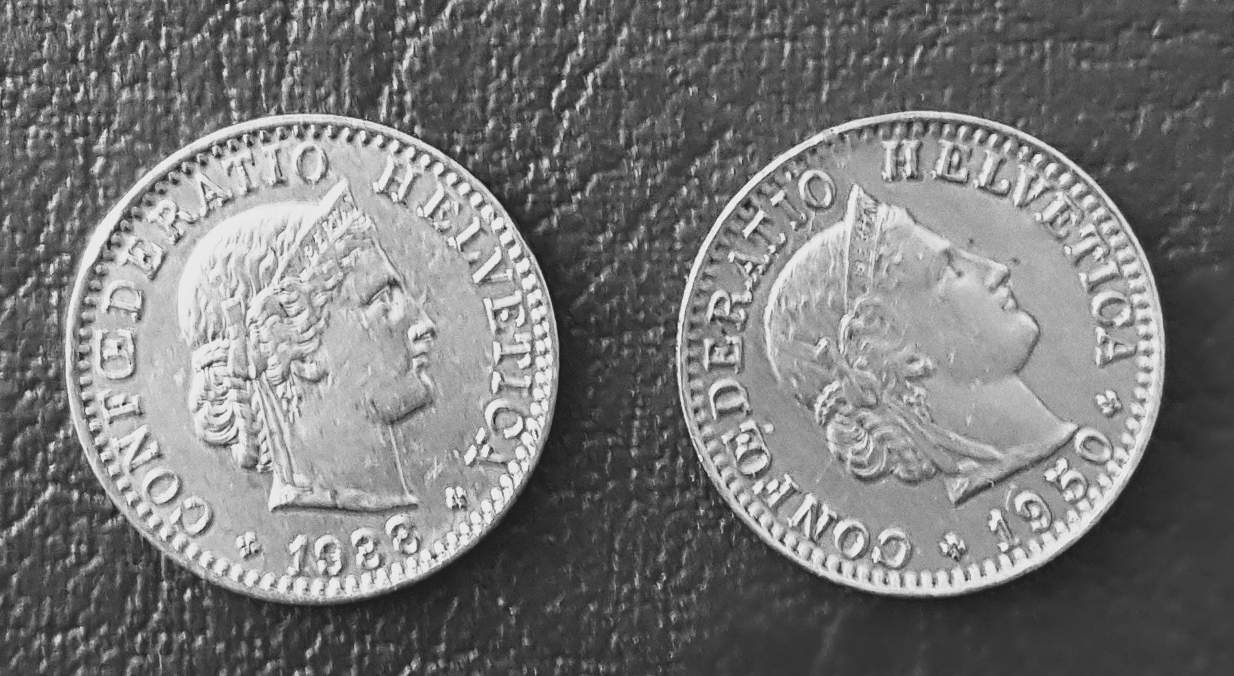 Tutti le monete: 20 Rappen Schweiz, 1938 und 1950 – Usato da Winterthur venduto da Saba1972 1
