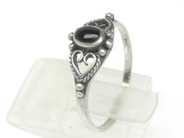 filigraner Vintage Ring Silber 925 + WEB Onyx Gr. 55+