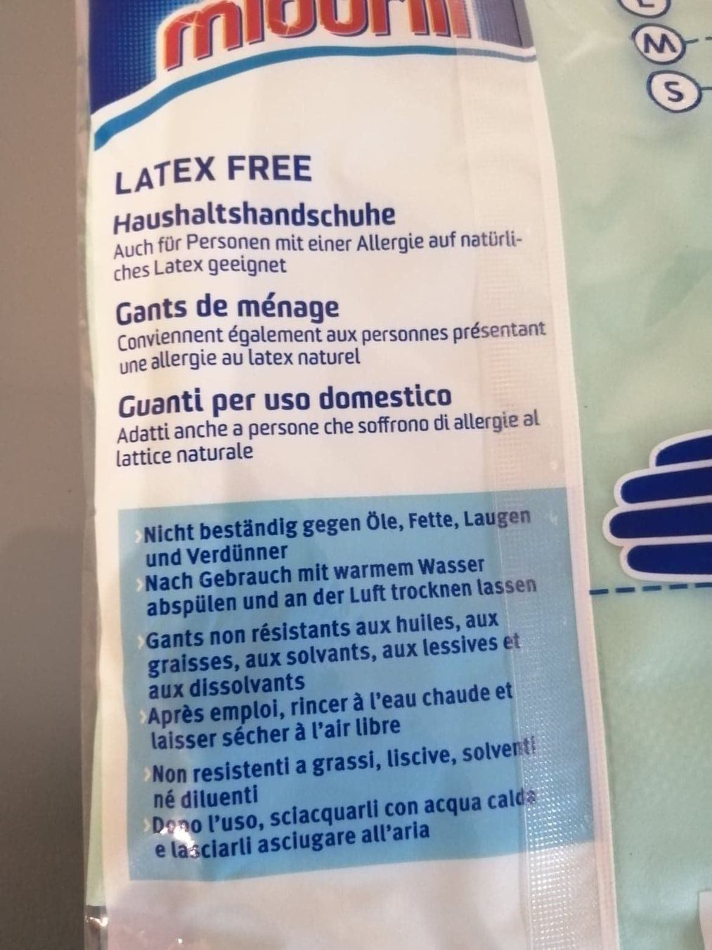 Guanti & manicotti: Miobrill LatexFree Haushaltshandschuhe M – Nuovo e nell'imballaggio originale da Bäch SZ venduto da Swissy46 2