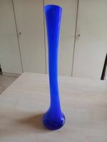 Elegante blaue Glasvase, hohe Dekovase, 40cm hoch