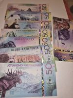 Lots de 8 Billets commémoratifs animaux mondiaux