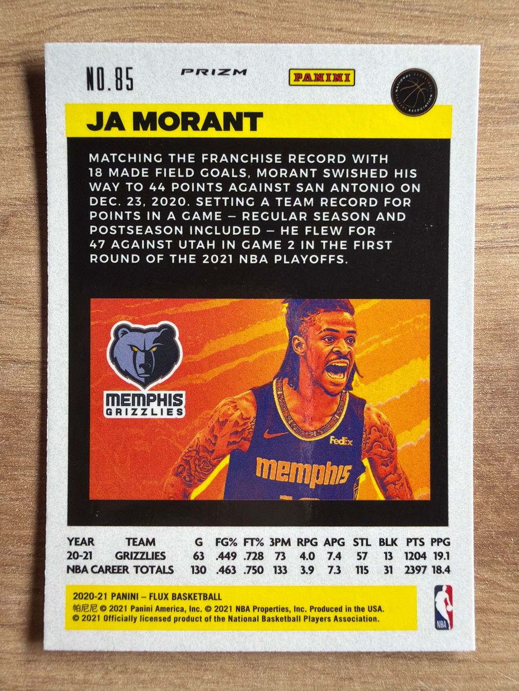 Nba Sammelbilder & Trading cards: NBA Ja Morant Second Year RED WAVE Flux 20/21 – Gebraucht aus Netstal von Clutch79Cardz 1