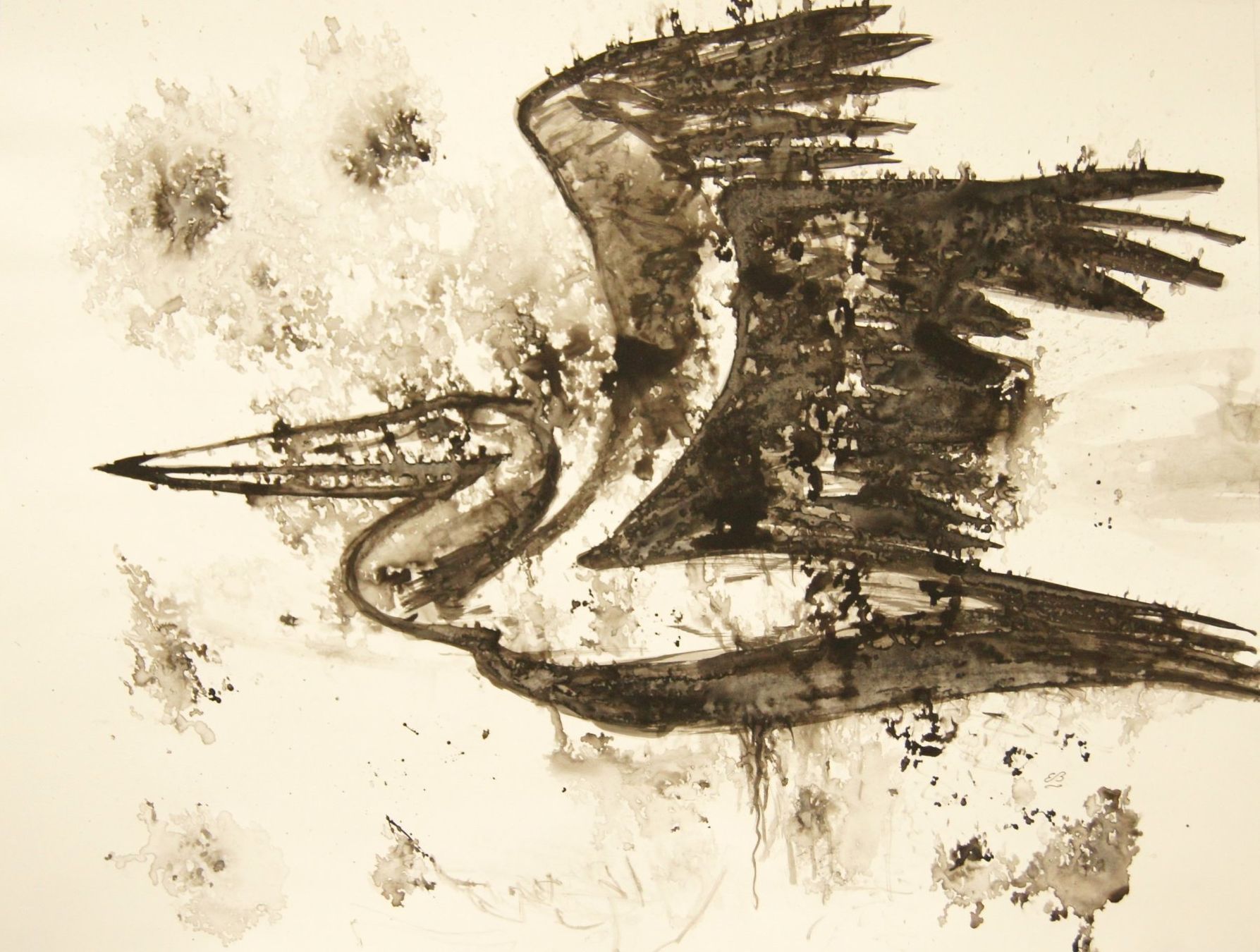 Dipinti: Gr. Tuschezeichnung: Vogel flieg – Usato da Fribourg venduto da erw_68dx