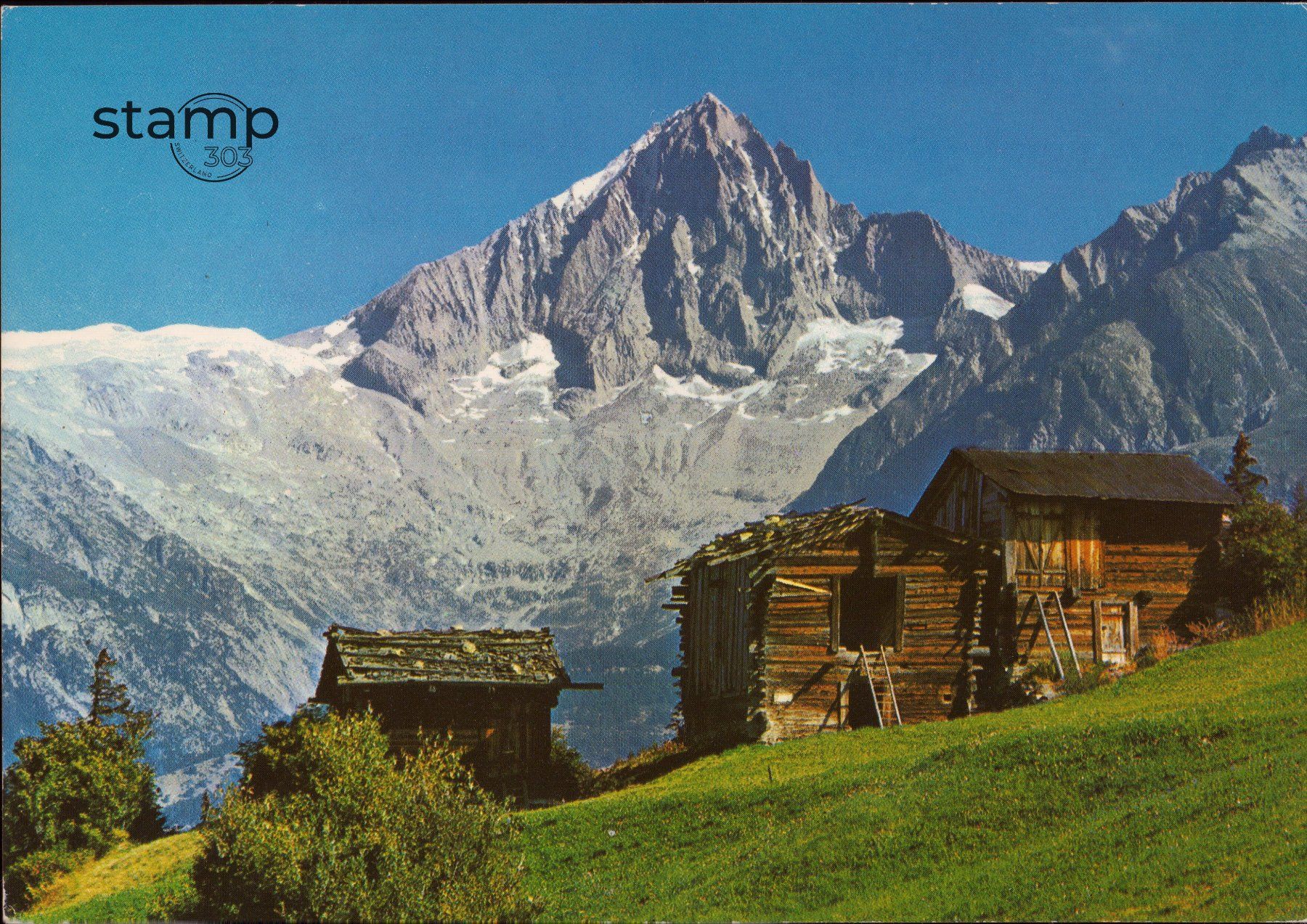 Cartoline postali: 1974 AK Walliser Stadel mit Bietschhorn – Usato da Eggersriet venduto da stamp303