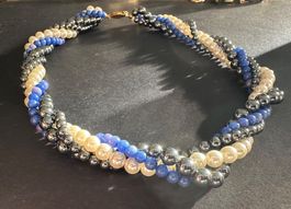 Halskette mit blau Perlen Luxus-Modeschmuck, Vintage