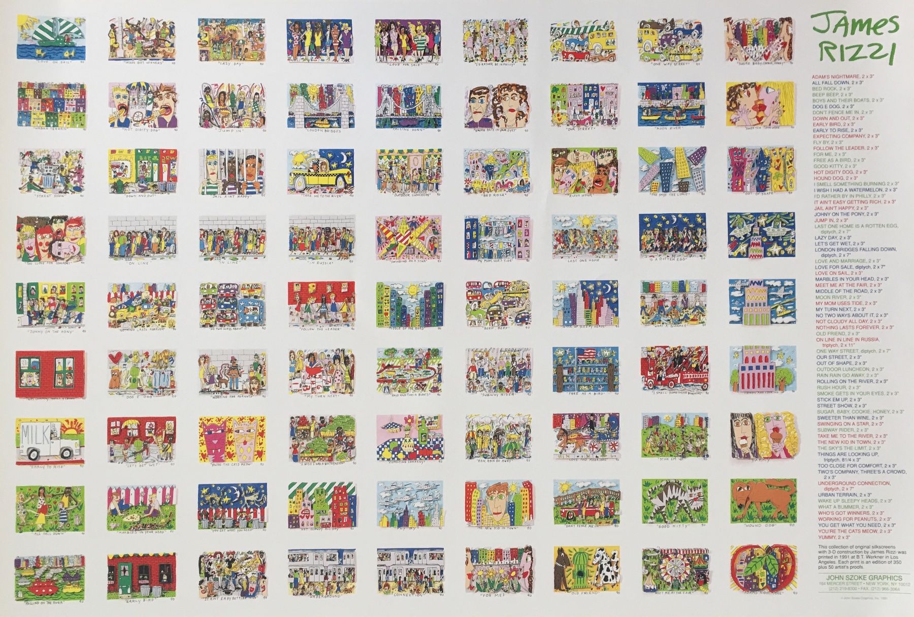 Grafica & Litografie: James Rizzi    "81 Rizzi Prints on the wall" – Usato da Nennigkofen venduto da waltraub