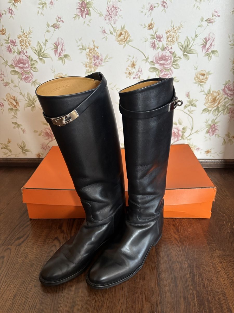 Hermès Chaussures femmes: Hermès Black Riding Leather Boots - Size 38.5 - Classic – D'occasion à Geneve par wer_7s7p