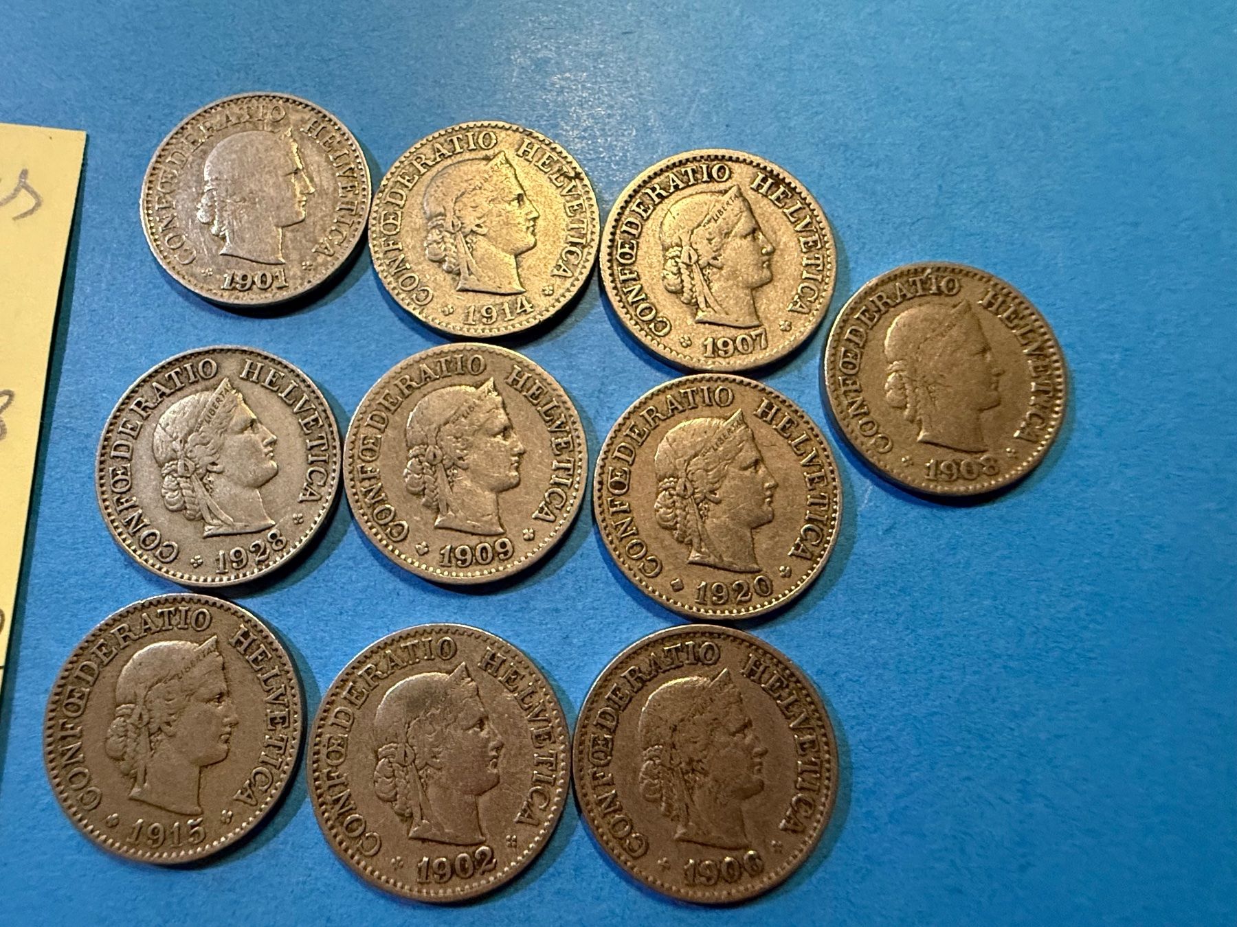 Alle Münzen: SUISSE : 10 X 10 CENTIMES 1901 à 1928 – Gebraucht aus genève von GEnumist 1