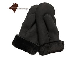 Handschuhe-Fäustlinge Lammfell Black