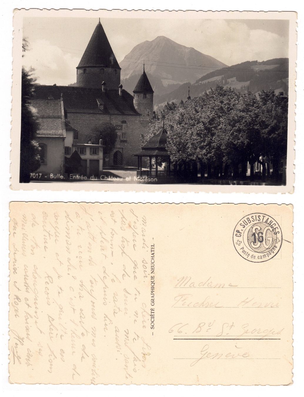 Ansichtskarten: Bulle , Entrée du Château – Gebraucht aus La Tour-de-Peilz von amjust