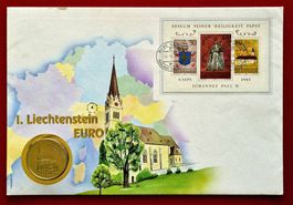 LIECHTENSTEIN 5 EURO ST FLORIN VADUZ MÜNZE BLOCK PAPST 1996