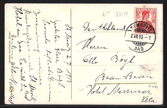 Cartes postales: St. Moritz-Dorf, Teilansicht mit Piz Lan – D'occasion à Berlin par bartko-reher 1