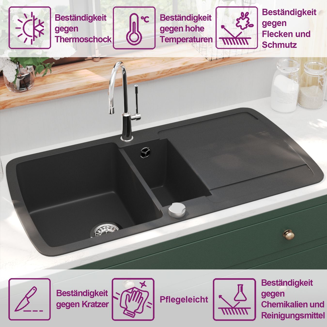 Lavabi & lavandini: Granit Spülbecken Doppelbecken Schwarz – Nuovo e nell'imballaggio originale da Bühler venduto da DealHaus_Ostschweiz 6