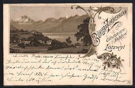 Litho Lotzwyl, Panorama mit den Bergen, 