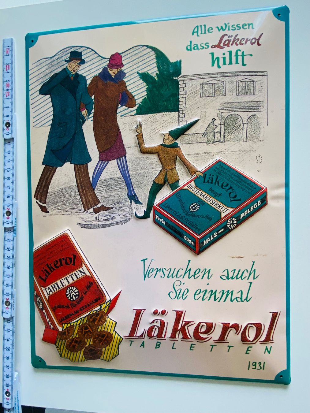 Insegne: Läkerol Werbung Schild Blechschild Tabletten St. Gallen 1931 – Nuovo (secondo la descrizione) da Baar venduto da Saegi1