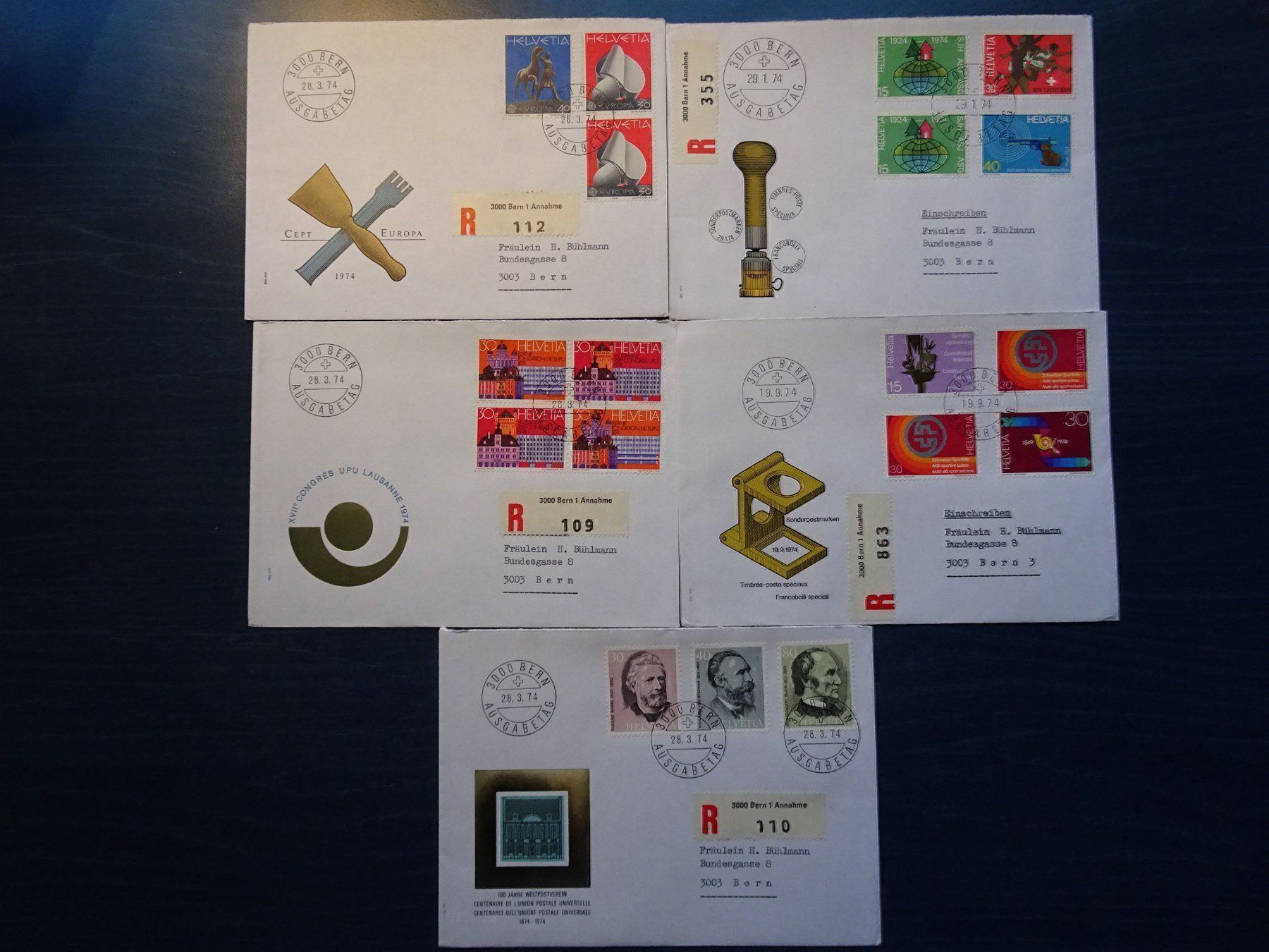 Alle Briefmarken: FDC  1974 – Gebraucht aus Aadorf von Chnorli-Furz