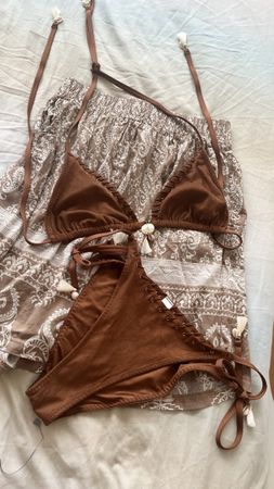 Bikini Damen braun unterteil XL oberteil L
