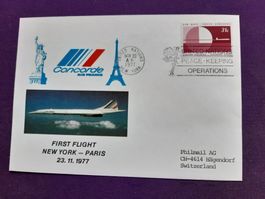 Erstflugbrief mit CONCORDE AF NY - Paris 23.11.77, UNO