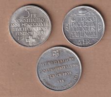 monnaie commémoratives 5 francs argent - Landi, 1936 et 48