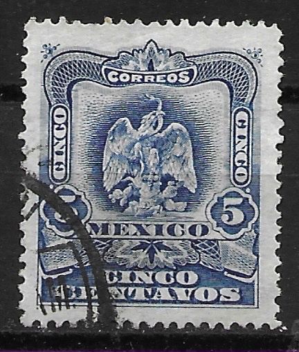 Tous les timbres: Mexiko 1899: Wappen 5 Centavos blau – D'occasion à Zürich par Rainstamps